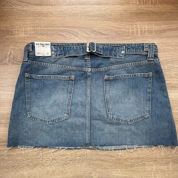 NWT Free People Izzie Denim Mini Skirt Jean Mid Low Rise We The Free Blue 31 - Picture 7 of 9